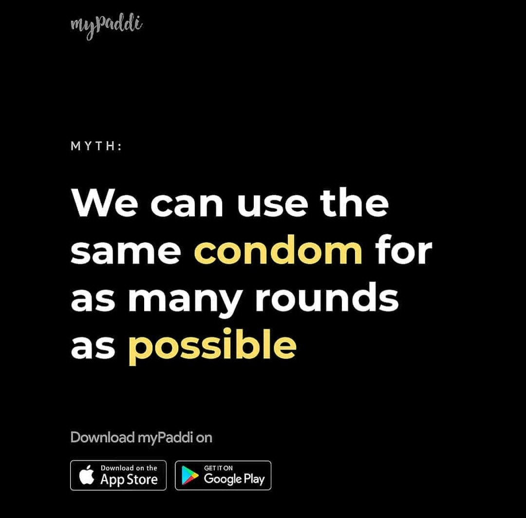 mypaddi_ng's tweet photo. Condom #MYTH:

You can use a condom for as many rounds as possible.

This is NOT true.

You should only use ONE condom per round of sexual intercourse for it to be effective.

#SexEd #myPaddiApp #condomtoraw https://t.co/Ds9gY6IdIq