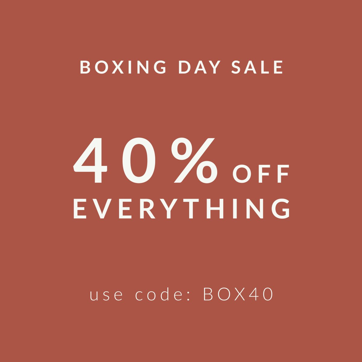 🥊 HAPPY BOXING DAY.

Today &amp; Tomorrow only, take 40% OFF EVERYTHING on our online store with the code: BOX40

Click here: bit.ly/2Q5X7On