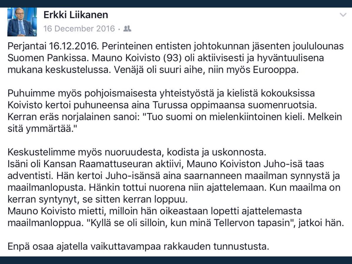 LiikanenErkki's tweet photo. Tänään, tapaninpäivän iltana alkaa Mauno Koiviston elämästä ja elämäntyöstä kertova 8-osainen dokumenttisarja. 
TV1 klo 20.00.
Areenassa jo näkee, että 1. osa lähtee lapsuudesta ja nuoruudesta. Aiheesta puhui Mauno Koivisto myös viimeiseksi jääneessä keskustelussa. https://t.co/4gRLWuMjt6