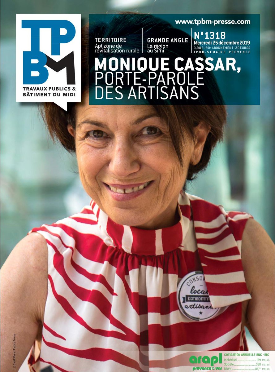 TPBMpaca's tweet photo. A la Une de TPBM cette semaine :
🗨️ Entretien avec Monique Cassar, présidente de la délégation territoiriale des Bouches-du-Rhône de la Chambre des métiers et de l'artisanat Paca 
🏙️ La région se valorise au SIMI
💧 Signature du contrat "zone de revitalisation rurale" à Apt https://t.co/n1vpeEvsH3
