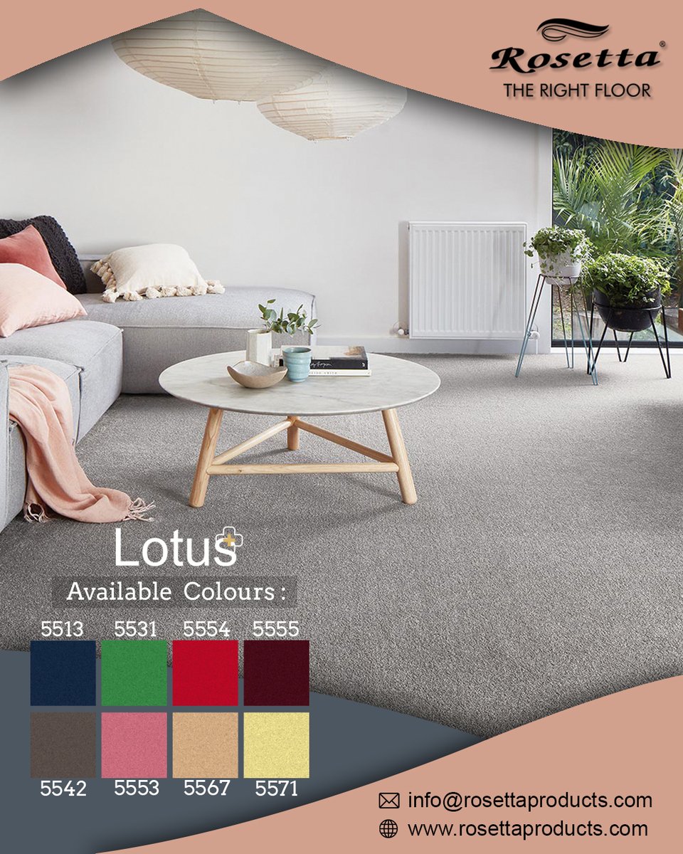 RosettaProducts's tweet photo. Check out our latest carpet collection - Lotus Plus. A soft &amp; durable carpet for your home.
.
.
#LotusPlus #RosettaCarpets #WalltoWallCarpets #RosettaFlooring #CarpetsofInstagram #CarpetsinIndia #SoftCarpet https://t.co/ld8OCvn0nS