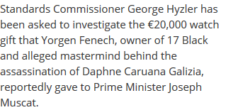 EyeOnMalta's tweet photo. #DaphneCaruanaGalizia
801
#NewsDisservice #Obfuscations
No mention of FACT that #GianlucaCaruanaCurran's mother - #GiannellaDemarco - cohabits with(&acc to genealogy site in 2018: "is married to") hypocrite Parl "Standards" Commissioner #GeorgeHyzler.
https://t.co/C0dJKXXxrV https://t.co/aTTQaZBpdF