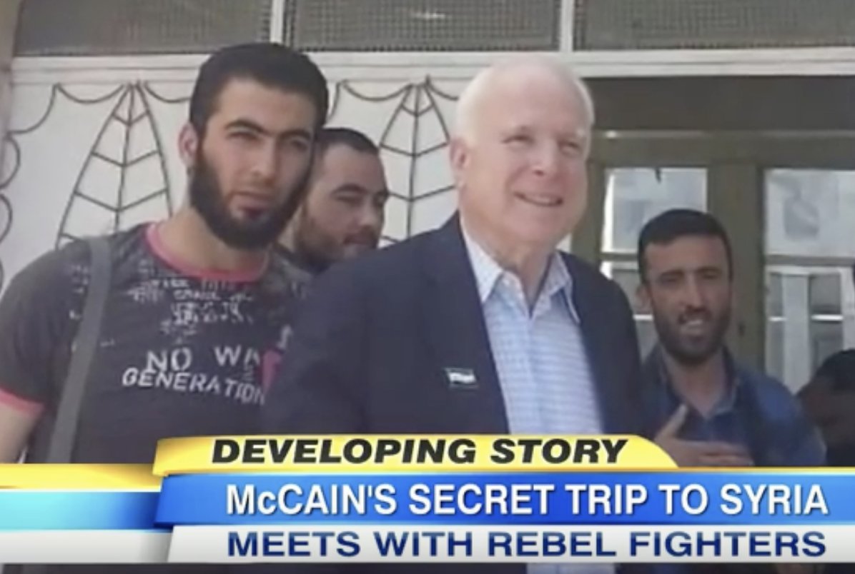 @Piper71445545 @Je5usaurus_Rex @cosmopolit43 @KerrVidarr @hxhassan 'False Russian propaganda', Here is McCain 's trip to demand more aggressive military action in Syria, calling for the establishment of a no-fly zone and arming 'moderate' rebels. Obama and Trump followed through, almost succeed. Happy holidays, Hassan. x.com/timand2037/sta…