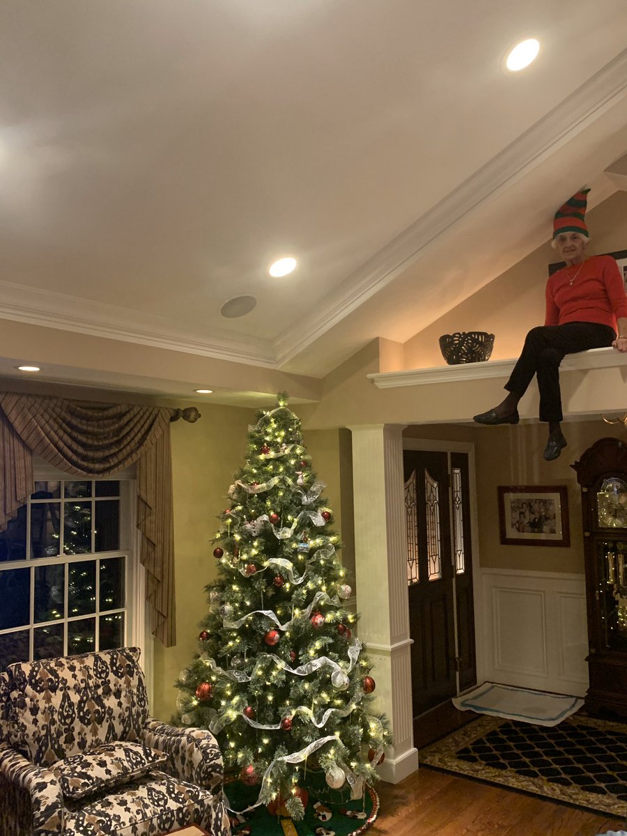 My grandma decided to be our elf on the shelf this year