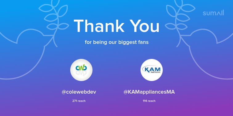 EJJaxtimerBuild's tweet photo. Our biggest fans this week: colewebdev, KAMappliancesMA. Thank you! via https://t.co/mWknxKFs8U https://t.co/b6ckUZ0IWL