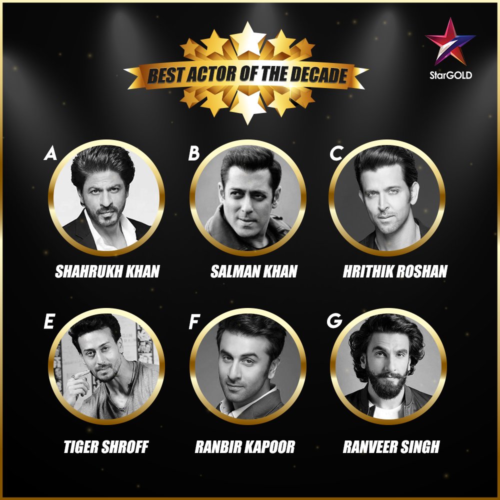 Iss decade kisne kiya aapke dilon par raaj? Vote for your favourite actor to award him the best actor of the decade.
#ShahRukhKhan #SalmanKhan #HrithikRoshan #tigershroff #RanbirKapoor #RanveerSingh