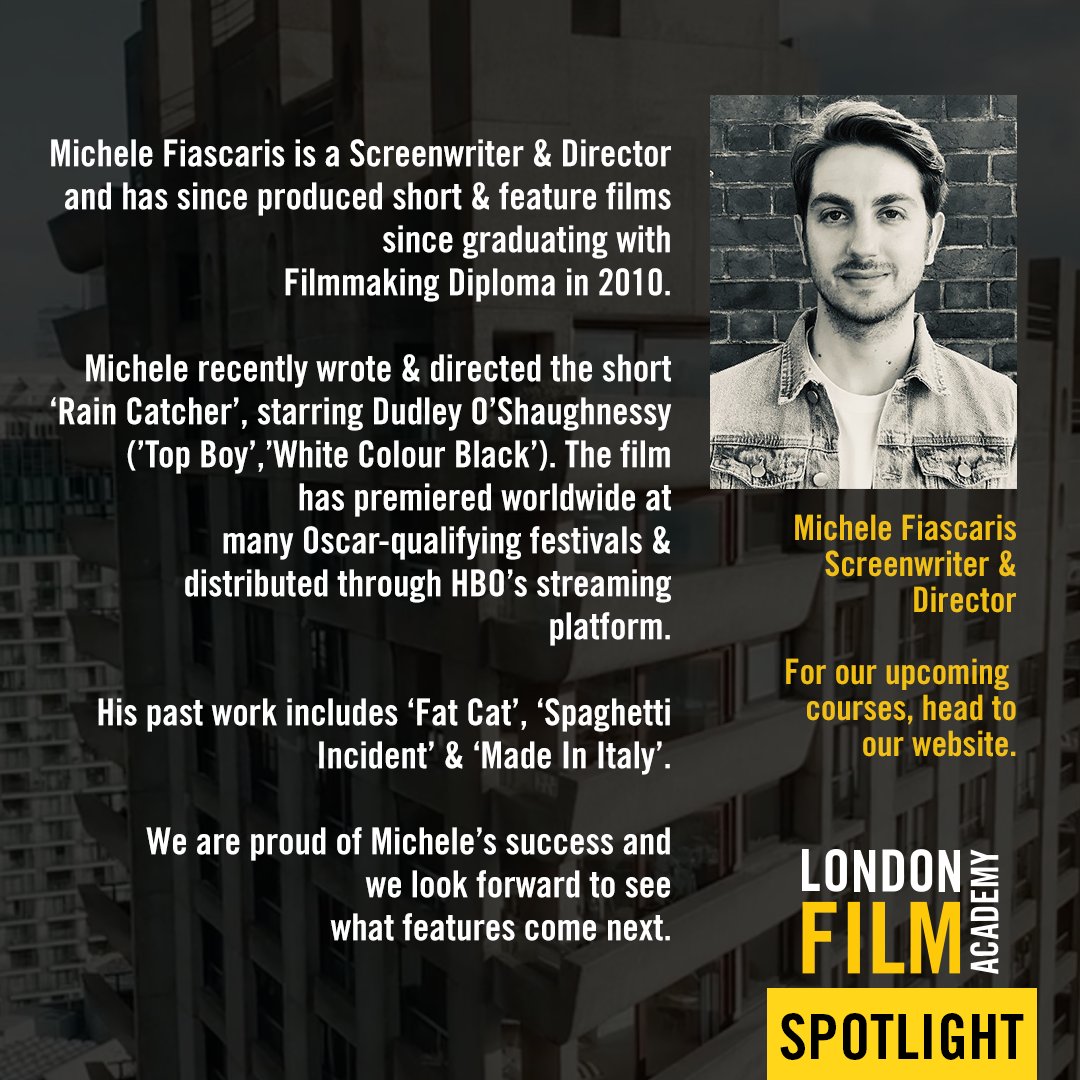 LDNFilmAcademy's tweet photo. SPOTLIGHT ON: Michele Fiascaris, screenwriter & director of the short film 'Rain Catcher'. Michele has since produced short & feature films since graduating with Filmmaking Diploma in 2010. #raincatcher @shortsontap #shortfilm https://t.co/iCBCYdiVT6