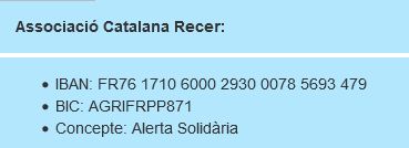 CDRCalella's tweet photo. CDRCatOficial: RT AlertaSolidaria: ⚠️ Aportacions econòmiques ⚠️

📝 Preneu nota, feu-ne difusió i aporteu-hi el que pugueu ✊🏽

Per transferència internacional al compte ràpid i segur de l'Associació Recer (Perpinyà): https://t.co/ElyCMLot8S