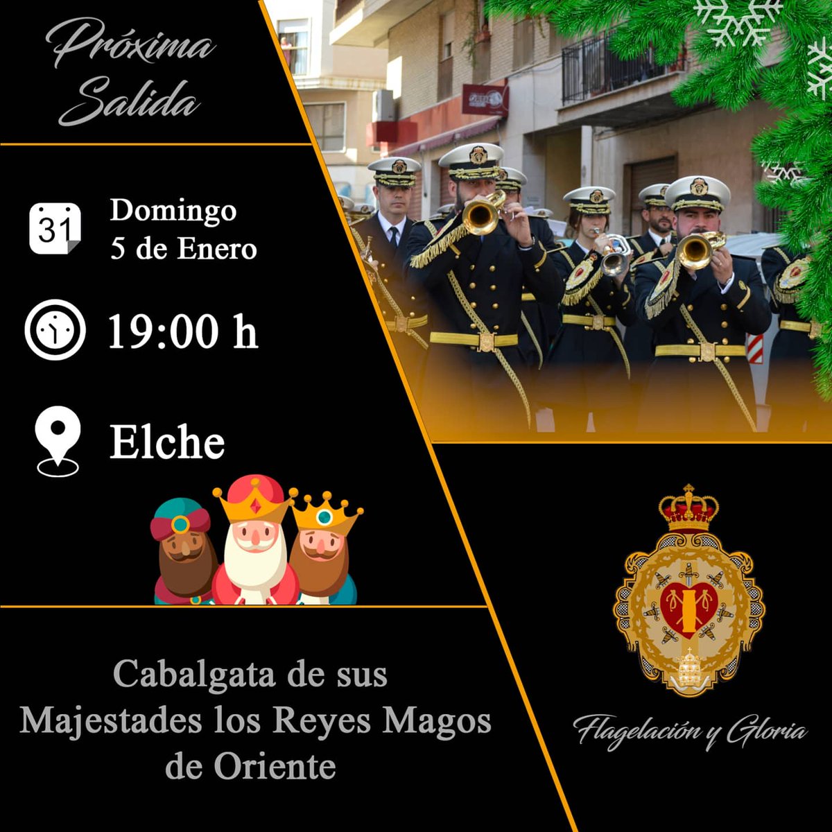 🎄COMUNICADO OFICIAL🎄
⠀⠀⠀⠀⠀⠀⠀⠀⠀
🗓️El próximo 5 de enero, seremos partícipes y pondremos nuestros sones tras la Cabalgata de Reyes Magos de Oriente de la ciudad de Elche.
⠀⠀⠀⠀⠀⠀⠀⠀⠀
¡Os  esperamos a todos para disfrutar de la noche más mágica del año!