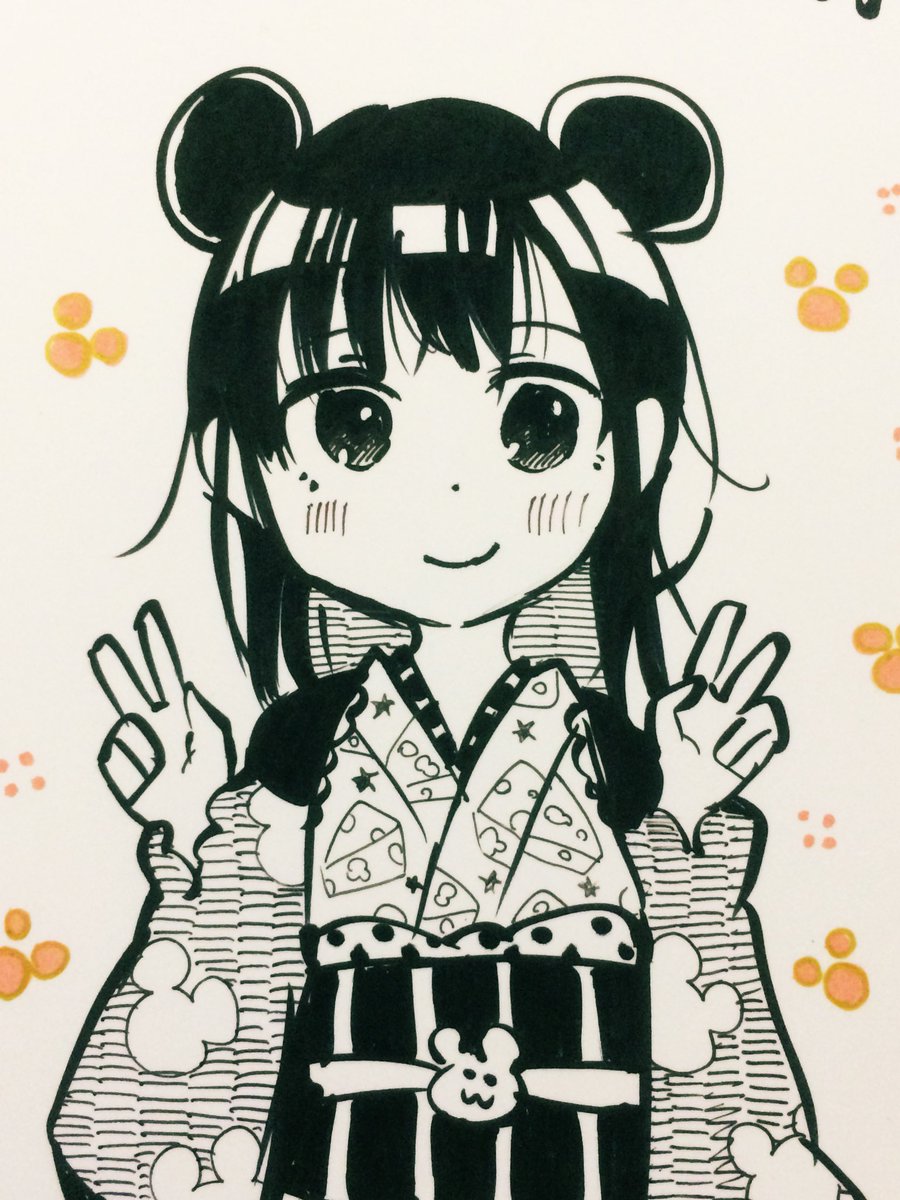 年賀状一枚だけ描きました 