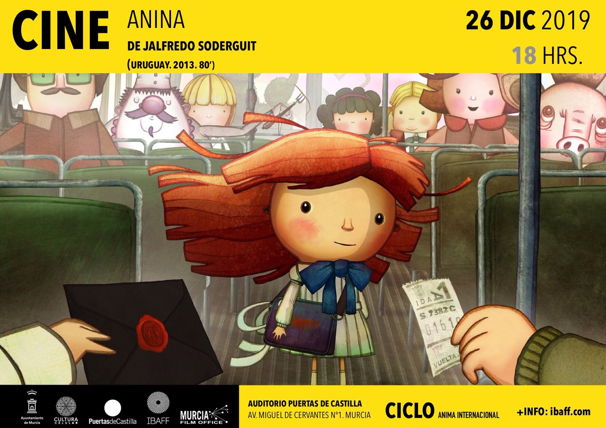 festivalibaff's tweet photo. Esta tarde tenemos el mejor plan para hacer con niños. Y es gratis. Hoy inauguramos el ‘Ciclo de Animación Internacional. Otro cine para la infancia’ con ‘Anina’, de Alfredo Soderguit (Uruguay, 2013). Duración: 80’. A las 18h. Centro Puertas de Castilla. #IBAFFXI #educarconcine https://t.co/PozLpqSa9c