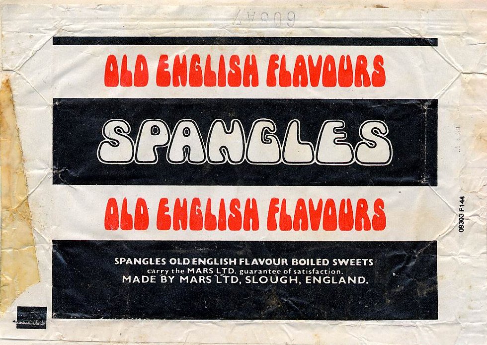 Eric D on Twitter: &quot;Anyone remember Old English Spangles? &quot;Traditional  English&quot; flavours. Liquorice (Black), Mint humbug (Brown), Pear drop  (Orange), Aniseed (Green) and Treacle (Yellow). They also did one with a &#39;?&#39;