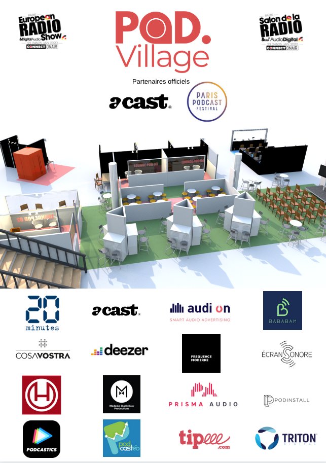 parisradioshow's tweet photo. Voici les exposants confirmés du Pod.Village du #salonradio 2020 🤩
@20Minutes @acast @Audion_fr @BababamAudio @cosavostra @DeezerFR @freqmoderne @TeamEcranSonore @HindenburgNews @madameblackbow @PrismaMedia #PodInstall @podcastics_fr @PodcasteoFR @Tipeee_Officiel @TritonDigital https://t.co/w811iwbi4I