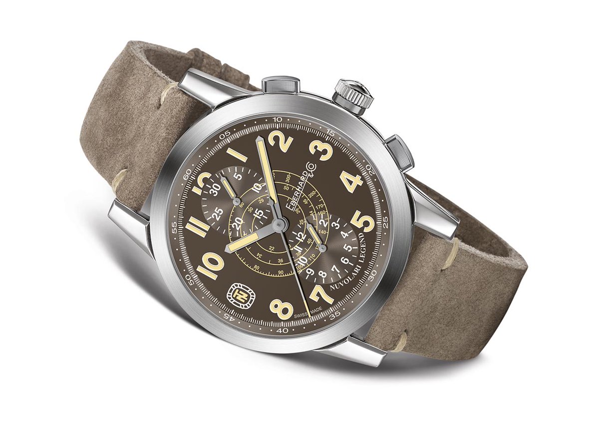 Time And Watches Eberhard Recently Presented A New Version Of Its Chronograph Dedicated To Tazionuvolari The Nuvolari Legend The Brown Helmet Characterized By A Dial In A Warm Antique Leather