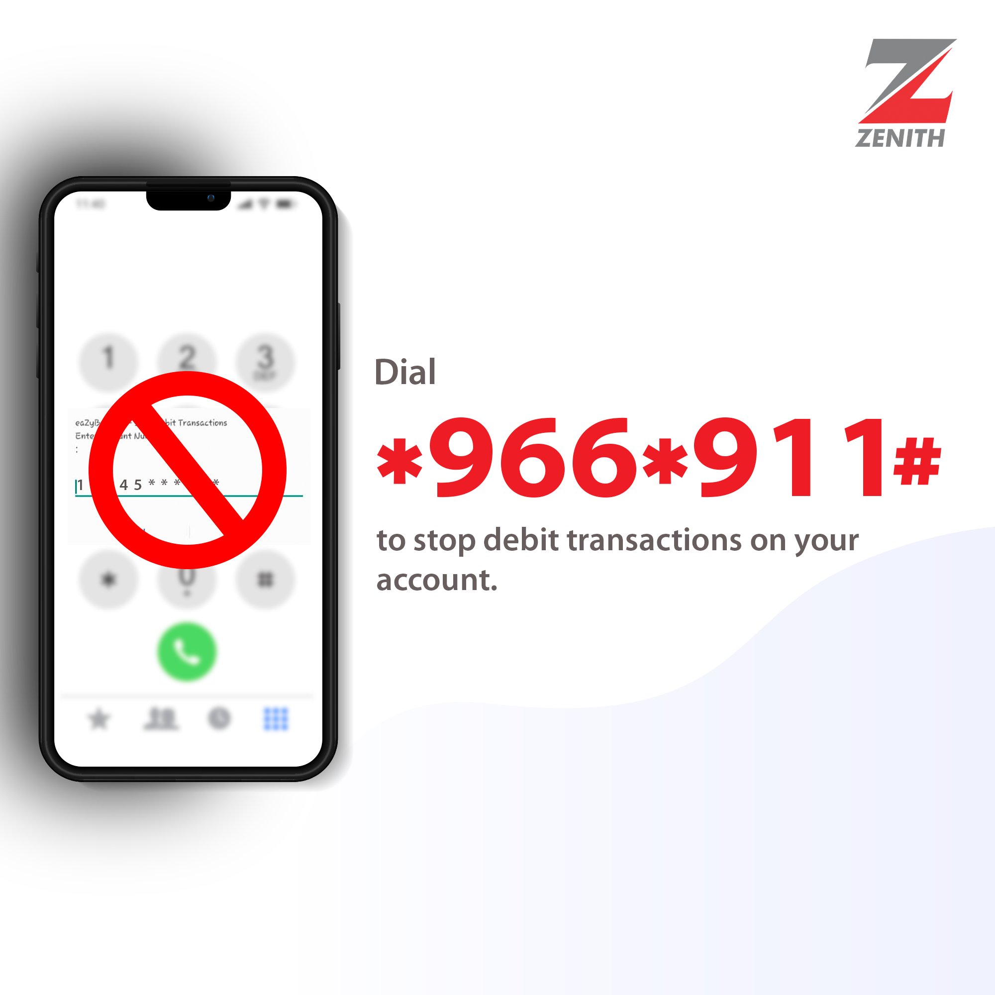 Zenith Bank on Twitter "Keep your account safe, dial *966*911 to stop