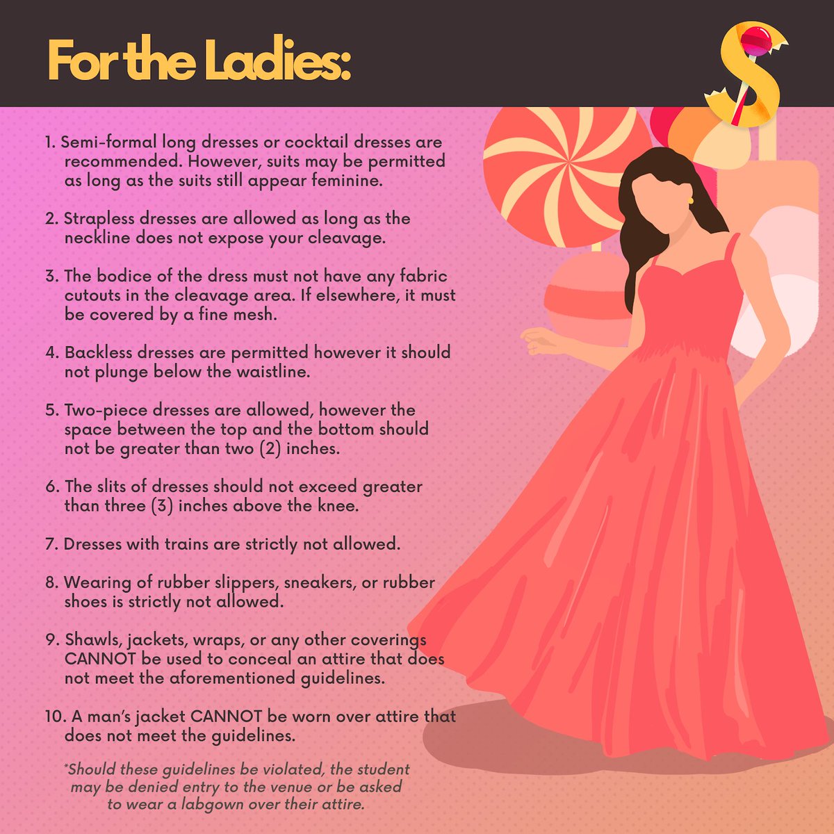 Saccarina2020's tweet photo. Before you prepare your delightful garments, please read through the attire guidelines and rules for prom. Should you have any questions or clarifications, feel free to send us a message. 

Thank you! https://t.co/uQlmqOBZs2