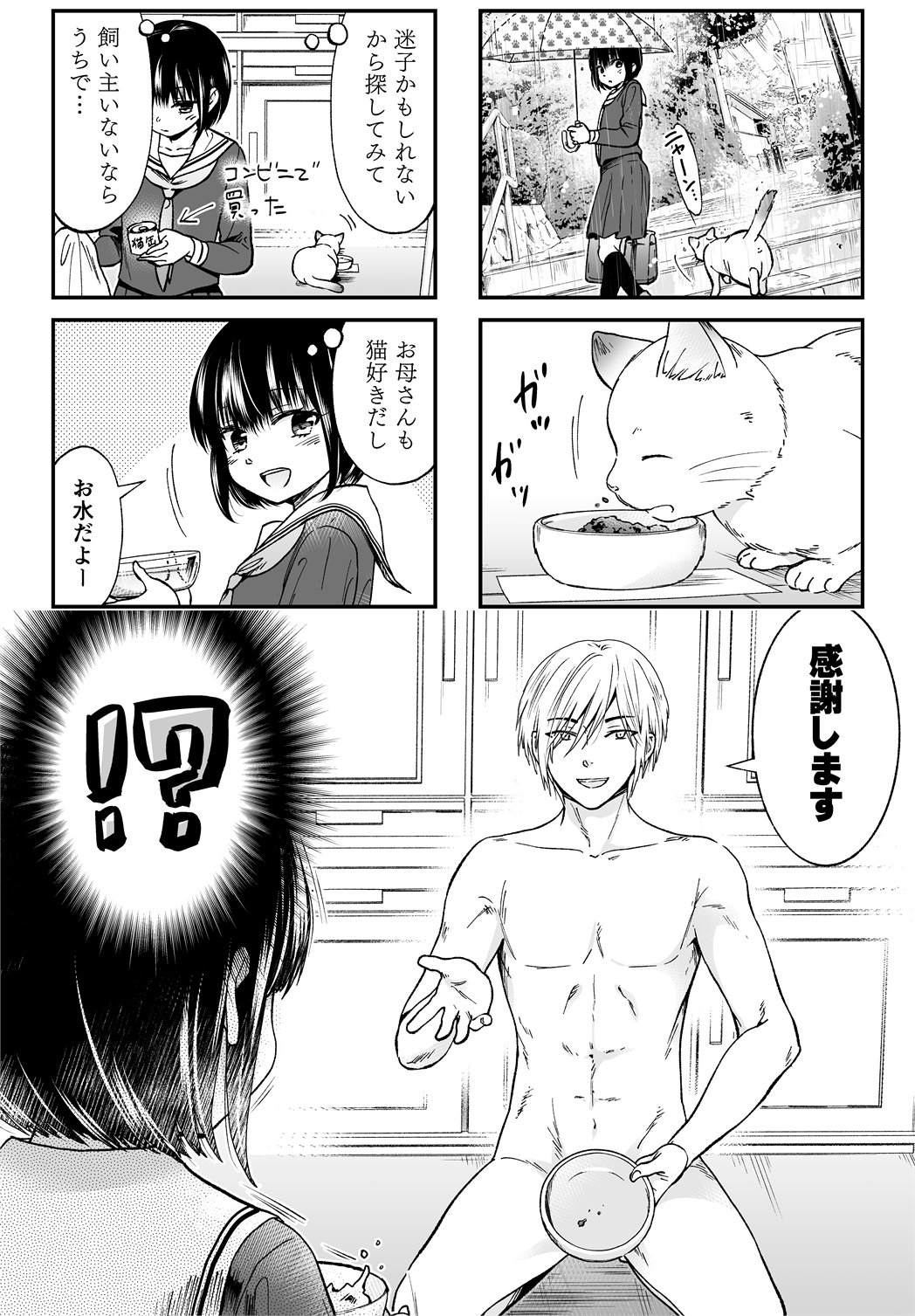 梨尾 コミックス発売中 全裸のイケメンに感謝される女子中学生 1 4 化け猫さんは恩返しがしたい T Co Ebtw0jltq5 Twitter