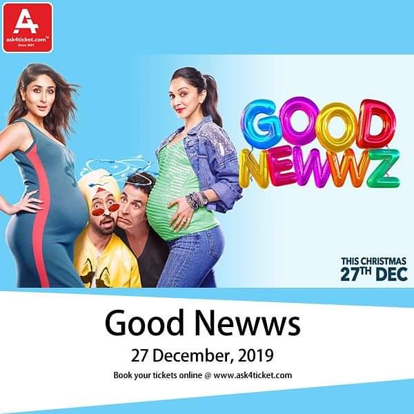 ask4ticket's tweet photo. #GoodNewws - Releasing on 27 December, 2019

Book your tickets now @ https://t.co/MixfwNCRcU

Watch Trailer Now @ https://t.co/llPCx5Y7BM

Director : #RajMehta

Star Cast : #AkshayKumar #KareenaKapoor #DiljitDosanjh #KiaraAdvan

#Ask4ticket #ValentineMultiplex #CityPlusMultiple https://t.co/7mHZt6rAzv