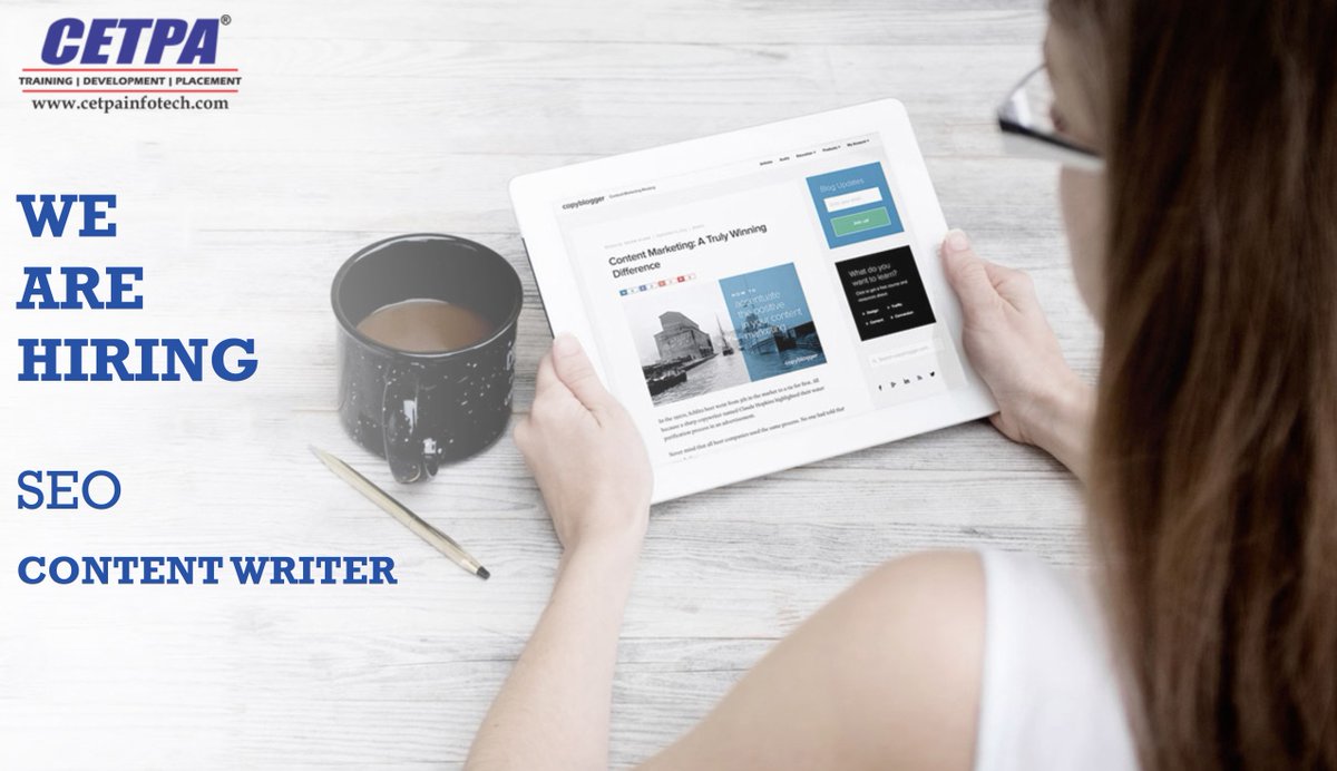 cetpainfo's tweet image. CONTENT WRITER Recruitment for Noida Location

We at CETPA Infotech Private Limited is Hiring For &quot;content writers&quot; Freshers and Experienced can Apply by send updated CV at hr@cetpainfotech.com

#ContentWriterJob #ContentWriterHiring #ContentWriter #Hiring