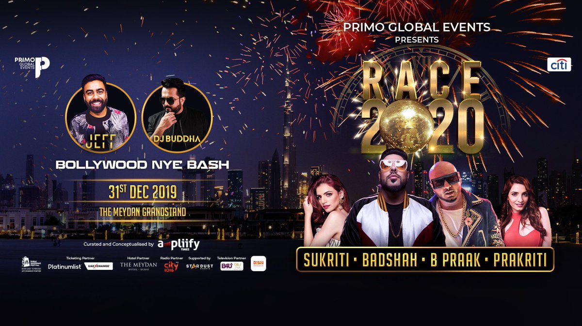 Are you ready for the Race 2020 New Year Bollywood Bash with <a href="/Its_Badshah/">BADSHAH</a> , <a href="/BPraak/">B Praak</a> , <a href="/Sukritikakar/">Sukriti Kakar</a> , <a href="/PrakritiKakar/">Prakriti Kakar</a> , <a href="/djbuddhadubai/">DJ Buddha Dubai</a> , <a href="/DjJeffDxb/">Jeftin James</a>  and DJ Hardik on 31st December at GrandStand, <a href="/MeydanHotel/">The Meydan Hotel</a>.

Book your tickets today: bit.ly/Race2020NYE starting from AED 79!