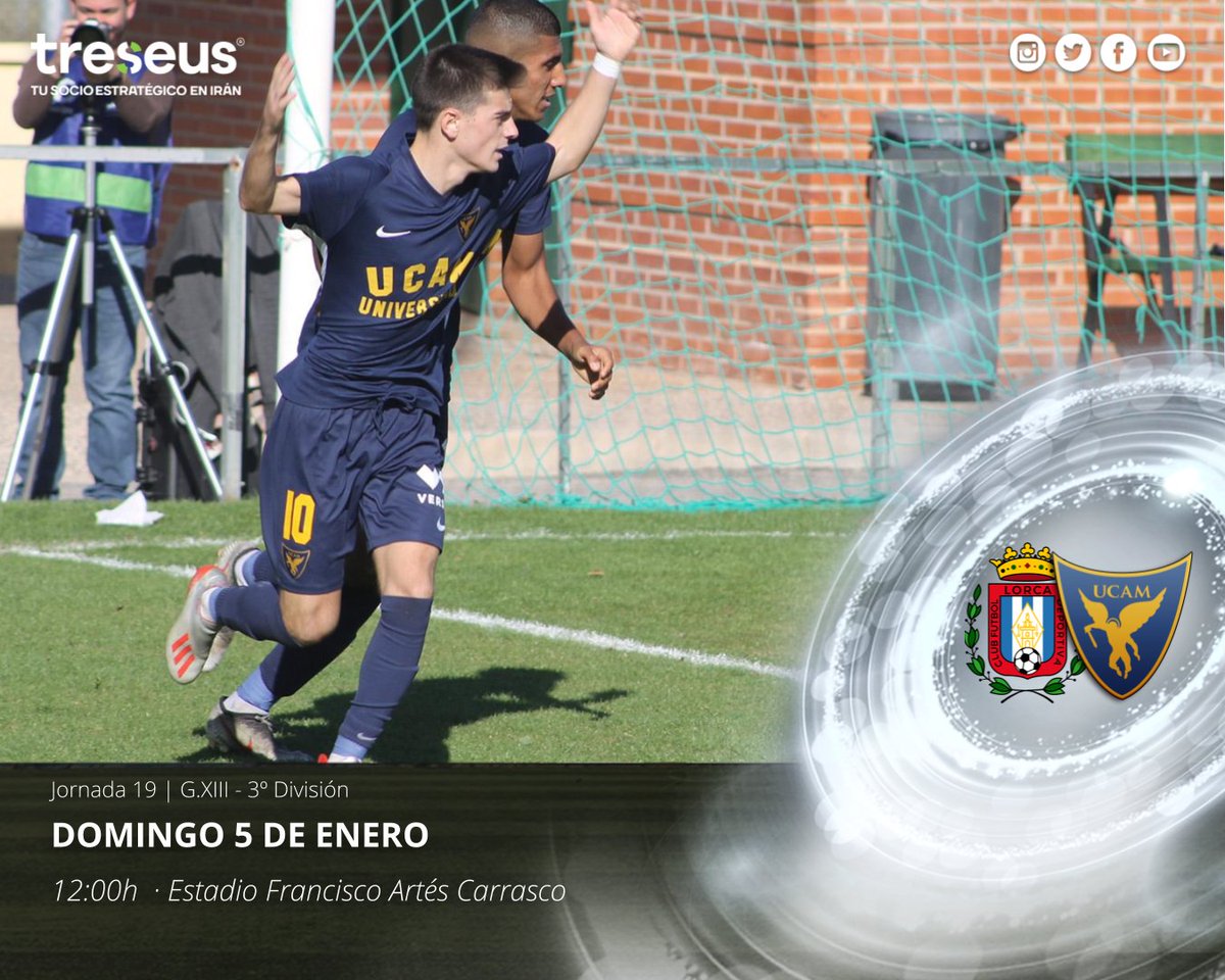 ✅ FILIAL | ¡Horario confirmado!

🏆 J19, G.XIII de 3ª División.  
📆 Domingo 5 de enero del 2020.
🆚<a href="/lorcadeportiva/">Lorca Deportiva</a> 
⌚ 12:00h.
🏟 Estadio Francisco Artés Carrasco.

TRESEUS con la #CanteraUCAM 💙