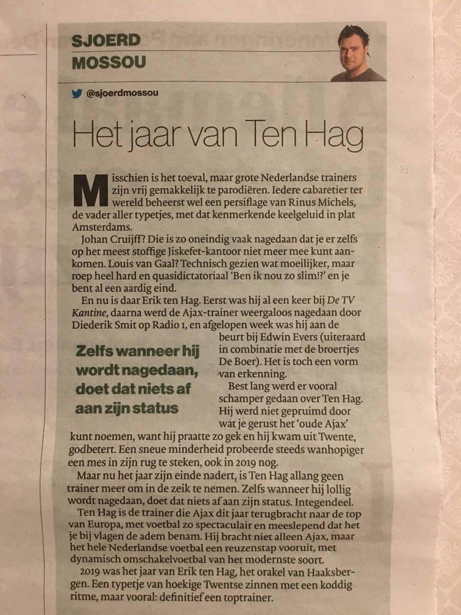 Freek_JansenVI's tweet photo. Kerstcolumn collega @sjoerdmossou. Over Erik ten Hag. Amen. #Ajax https://t.co/UM8MJ1em78