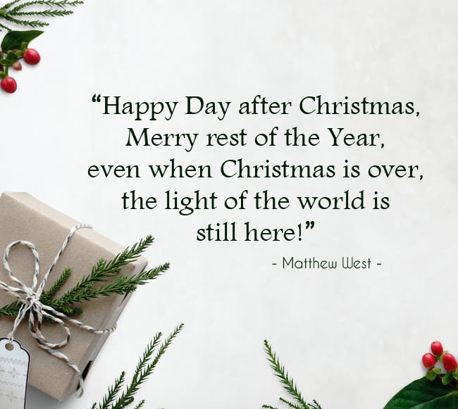 rosemarygullo's tweet photo. Happy Day after Christmas, Merry rest of the Year, even when Christmas is over, the light of the world is still here! ~ Matthew West
.
.
.
#boxingday #dayafterchristmas #loveyourlife #embraceyourinnerpower #rosemarygullolifecoach #rosemarygullo

https://t.co/UqzdHxmF55 https://t.co/3vNh8bsUV3