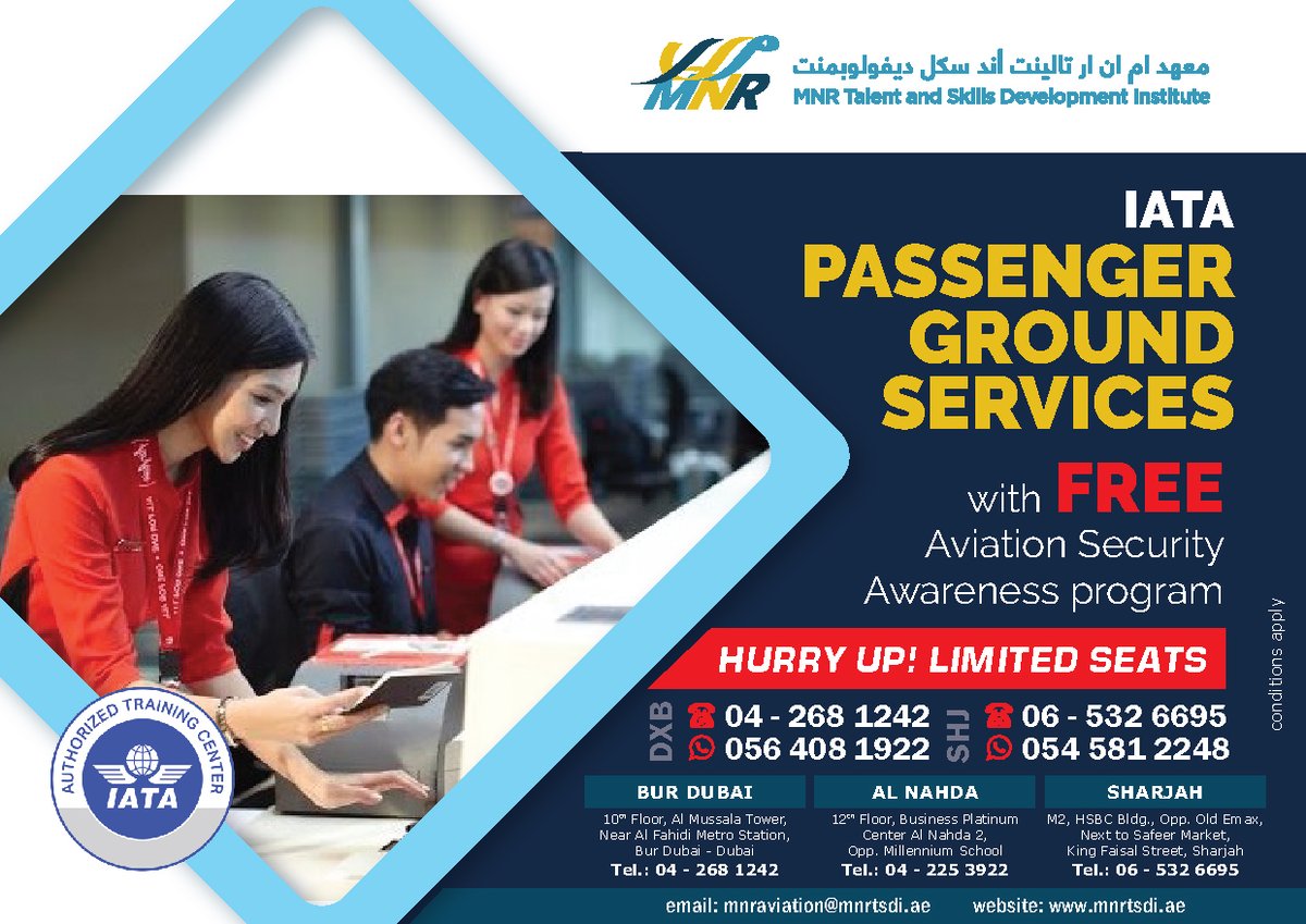 Learn what it takes to work at one of the airline’s industry most visible airport position & obtain skills for being an excellent Airline Ground Staff.

#Airlines #Aviation #AirlineTicketing #AirlineReservation #IATADiploma #Faresandticketing #IATACodes #IATAtraining #IATA #MNR