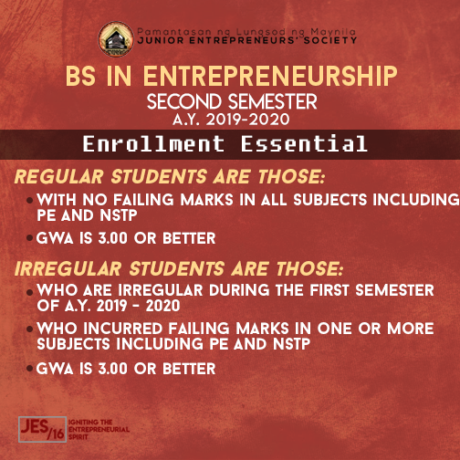 plmjes's tweet photo. 🔴❗ANNOUNCEMENT❗🔴
Heads up, BS Entre students! Please be guided accordingly regarding the Enrollment Schedule for Second Semester, A.Y. 2019-2020.
Thank you and see you there!
Source: Prof. Jasmin B. Jocson
#PLMJES
#JES16
#IGNITINGTHEENTREPRENEURIALSPIRIT https://t.co/O4tpEp7Aft