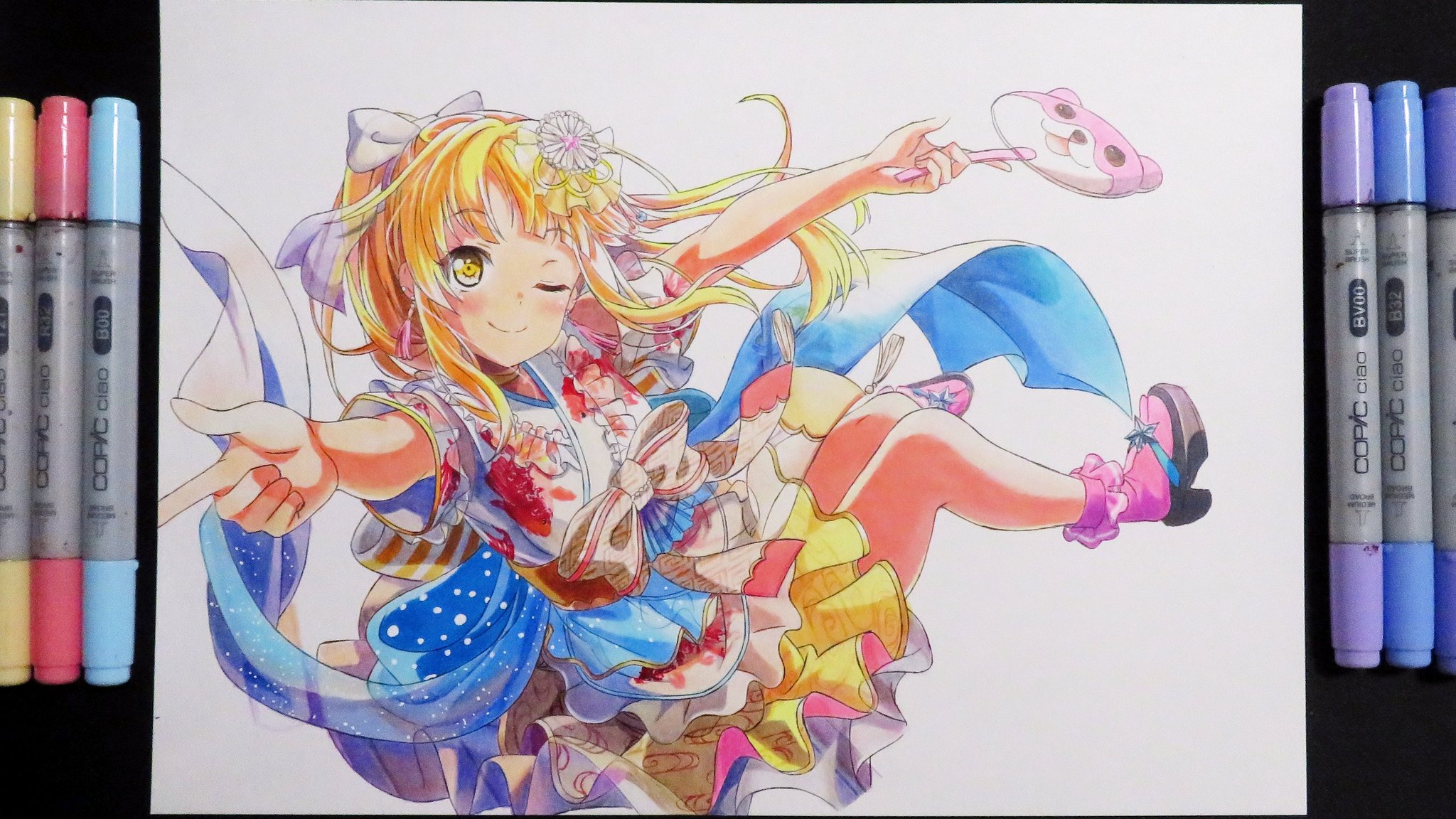 お絵描き練習中こーすけ バンドリ ガルパ 弦巻こころ 笑顔のリズム 模写 コピック 色鉛筆 彩色2日目です キャラ部分が塗れました 昨日は浴衣の柄の金魚に苦しめられましたが 今日もいろんな模様が入っていて大変でした さらに青い帯の透過効果 お絵描き練習中こーすけ バンドリ ガルパ 弦巻こころ 笑顔のリズム 模写 コピック 色鉛筆 彩色2日目です キャラ部分が塗れました 昨日は浴衣の柄の金魚に苦しめられましたが 今日もいろんな模様が入っていて大変でした さらに青い帯の透過効果