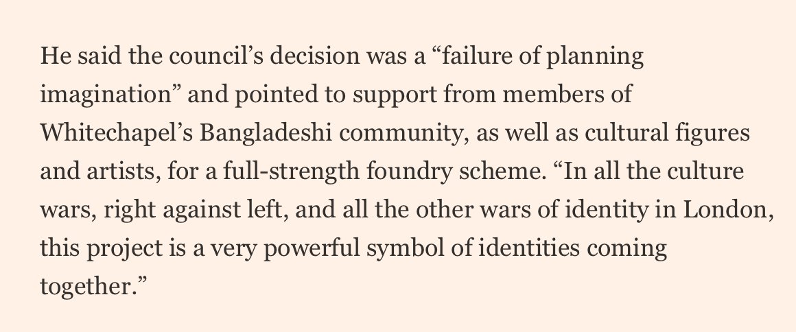 Wise words from Independent Mayorial Candidate for London <a href="/RoryStewartUK/">Rory Stewart</a> in the <a href="/FinancialTimes/">Financial Times</a> about our scheme to Save the Whitechapel Bell Foundry as a proper working foundry