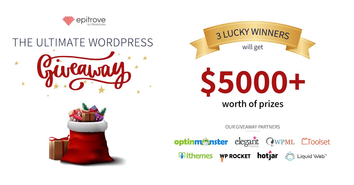 epitrove's tweet photo. End your year with the Biggest #WordPress #Christmas #NewYear #giveaway of 2019! Bag the best WordPress products for free.

https://t.co/qlwgDI5tUa

@hotjar, @ithemes, @wpml, @optinmonster, @elegantthemes, @LiquidWeb, @ToolsetPlugins, &amp; @wp_rocket https://t.co/DusGHXO0j7