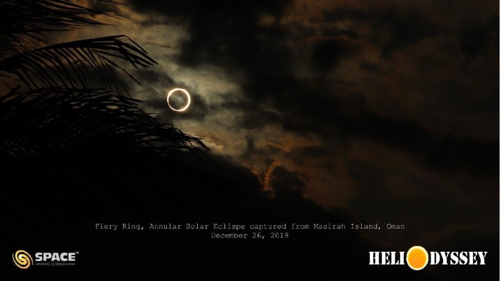Spacian's tweet photo. One of the Best Picture of Solar Eclipse, clicked by Space Heliodyssey team in Muscat, Oman on 26th Of December.
#photography #eclipse #astrophotography #heliodyssey #ringoffire #Shot19 https://t.co/LQT9e1Bgtj