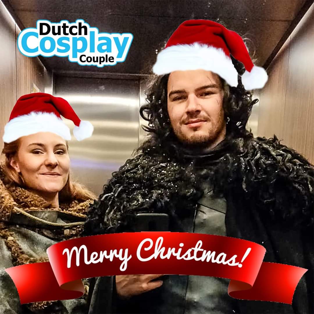 NLCosplayCouple's tweet photo. HAPPY HOLIDAYSSSS!
We hope our terrible photoshop photo will brighten up your day 😂❤️🎄
Love,
Brian &amp; Evelina
#merrychristmas #gameofthrones #jonsnow #ygritte #wildling #gothbo #Christmas #ChristmasDay #santahat #Santa #winteriscoming #HappyHolidays #happyholidays2019 #love https://t.co/x7o59b2vFo
