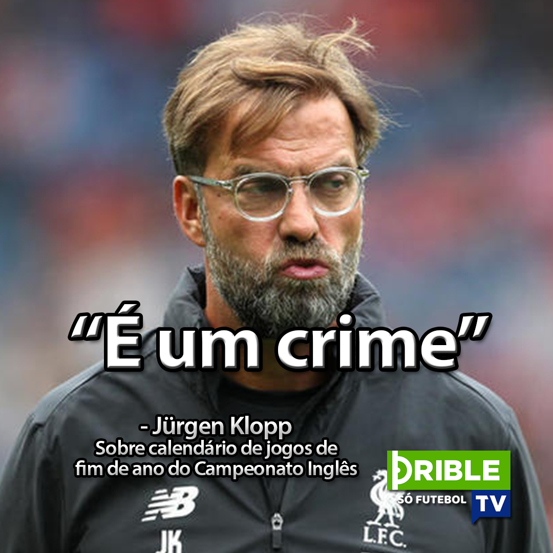 DribleTv's tweet photo. NÃO É SÓ O BRASIL QUE TEM PROBLEMA NO CALENDÁRIO!

"Não há razão para que as equipes não tenham mais de 48 horas entre os jogos da Premier League. Nenhum dos técnicos tem problemas para o 'Boxing Day', mas jogar nos dias 26 e 28 é um crime"
— Jürgen Klopp

Concorda com o técnico? https://t.co/tJPNXTVb1E