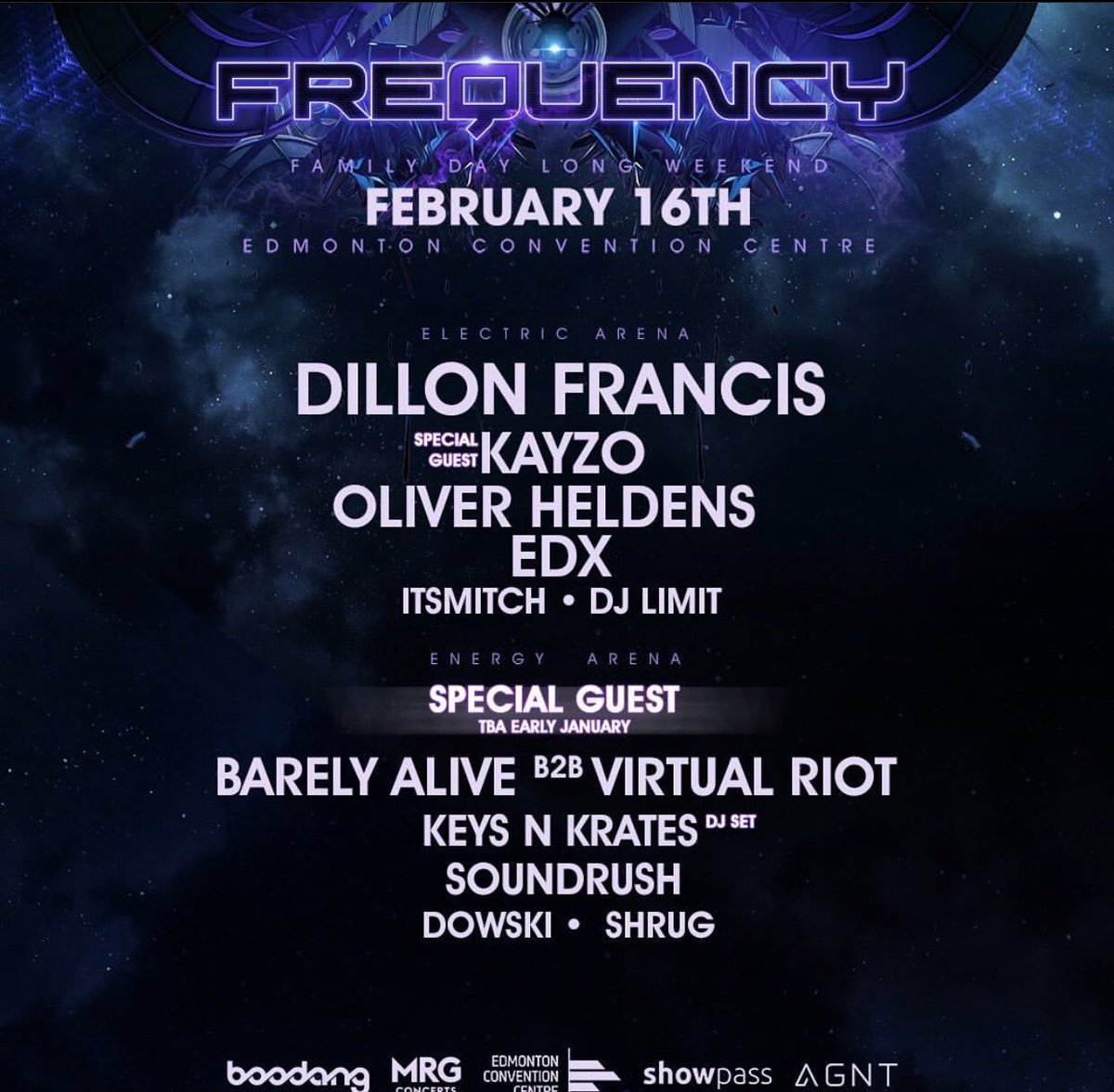 Here is your 2020 #FREQUENCY lineup with the exception of one VERY SPECIAL artist whom we'll be announcing in early January!
Tickets are on-sale tomorrow (December 27th) at noon! Head over to FREQY.CA or SHOWPASS.COM to get yours - or BEAT the rush!!