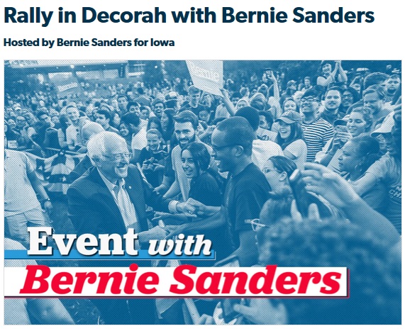 CrosseFor's tweet photo. Bernie's coming to Decorah on Jan 1. More details here: https://t.co/lJl2RFqUxg https://t.co/BO5xV7XFfW