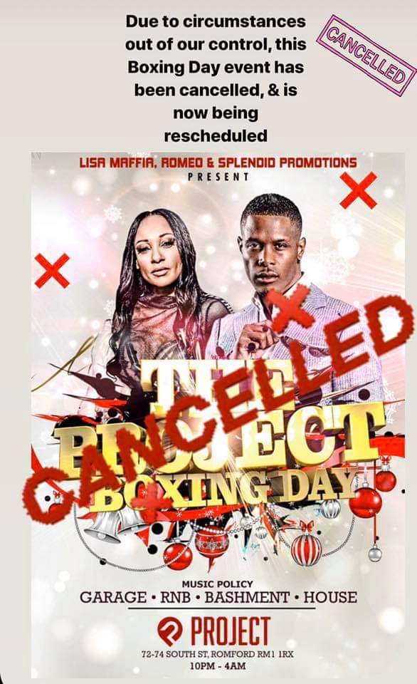 ❌🚫Due to circumstances out of our control🙌🏽, this Boxing Day event has been cancelled, &amp; is now being rescheduled.🚫❌
