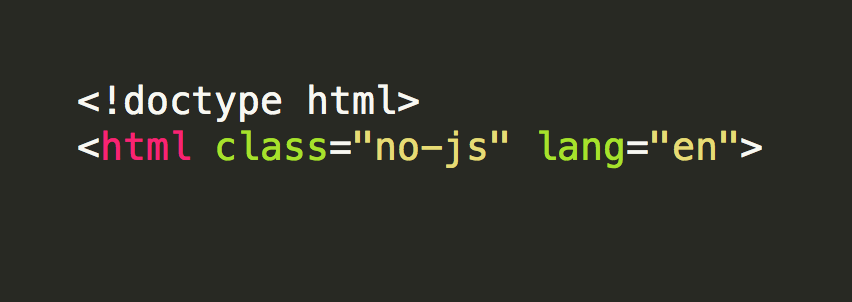 HTML markup with the lang=en attribute on the HTML element