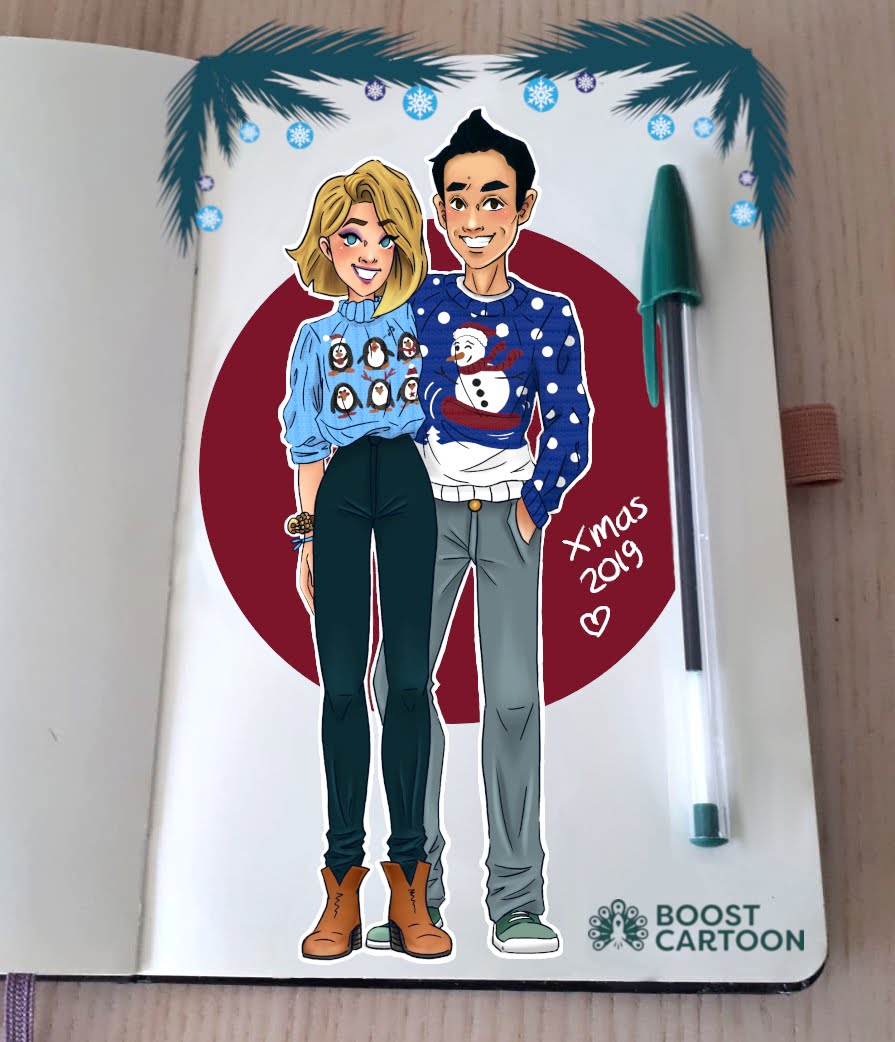 BoostCartoon's tweet photo. Een speciale #OOTD 🎄Kerst-editie! 😁
⭐ Wat is jouw go-to feestdagen outfit? ⭐
Deel die met mij en ik maak een 'jouw outfit of the day' illustratie voor je. 😉

#MerryChristmas #outfitoftheday #kersttrui #illustratie #schetsboek #moleskine #digitalart https://t.co/EMczlmufQN