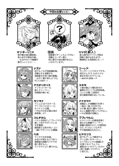 【新刊情報①-7】ツツジ本のメンツはこんな感じ今回はなるたけいっぱいキャラ出そうとしてみました!#C97#フラワーナイトガールイラスト #フラワーナイトガール 