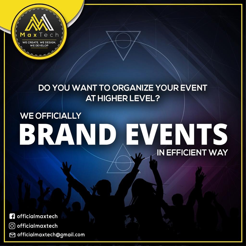 OfficialMaxTech's tweet photo. You must need stylish design stuffs and huge marketing for you upcming events. It is certainly difficult to promote it if when having lack of designing stuffs 🧐
Maxtech is there to solve your problems in easier way.We will promote your event in different way by having awesome ++ https://t.co/SoNHt7pgHj