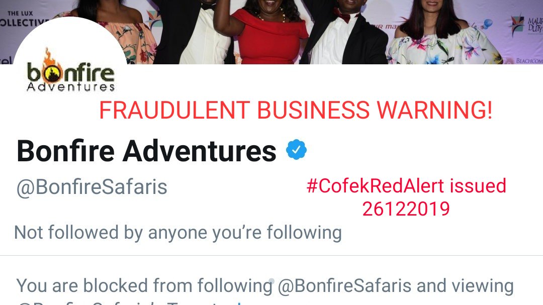 Cofek_Kenya's tweet image. #CofekRedAlert 👉 @BonfireSafaris blocking current/potential customers doesnt make you clean on your extremely bad record of fraud and preying on unsuspecting consumers. We issue our third #CofekRedAlert and urge consumers to exercise extreme discretion on #Bonfire #ConsumerShame
