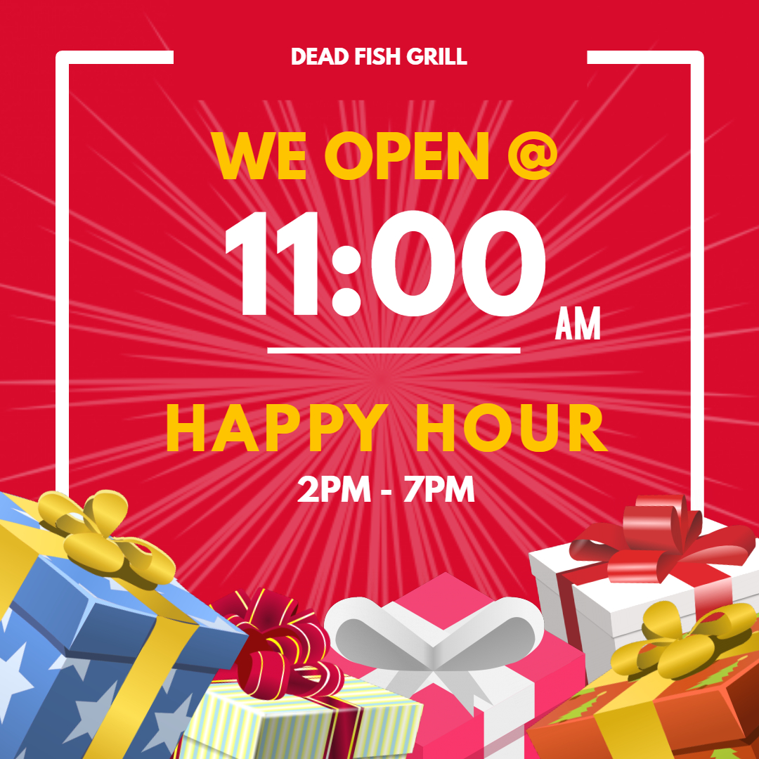 Dead_Fish_Grill's tweet photo. We hope everyone had a Merry Christmas. We open today at 11! Join us for an amazing lunch on the lake.
Happy Hour starts at 2pm! See you there! https://t.co/EnAOKyWNHG