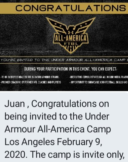 JuanWilsonJr1's tweet photo. I'm excited and thankful to be invited to the @UAFootball All-America Camp. It's on!!! @HamiltonESPN https://t.co/o3DVARt97m