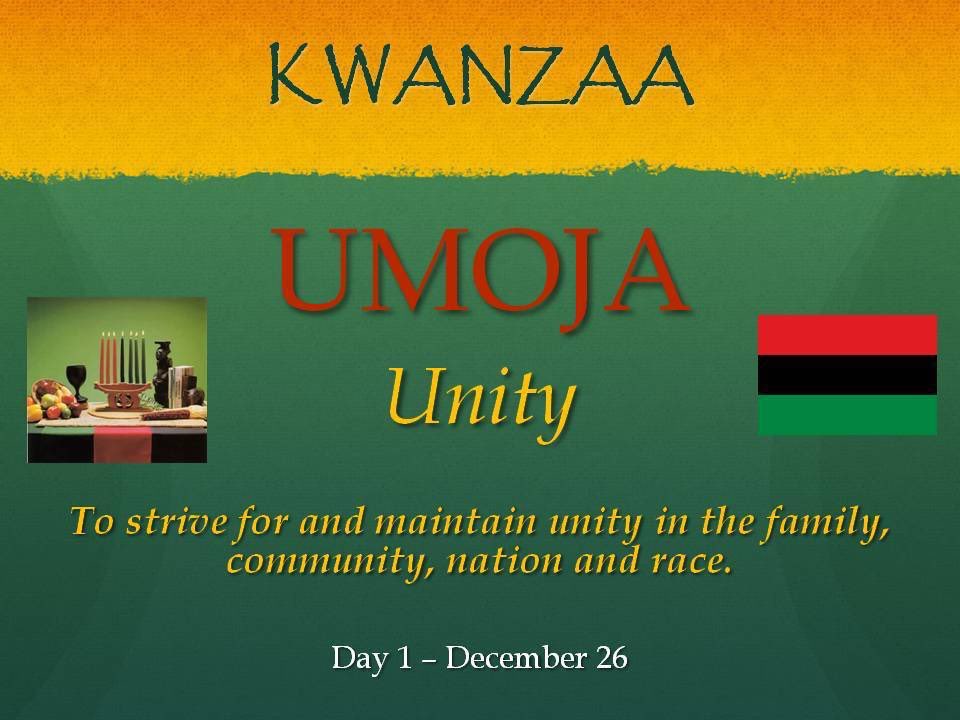 Happy Kwanzaa!
Day 1:  Umjoa
#TogetherWeAreConquerors
#Unity