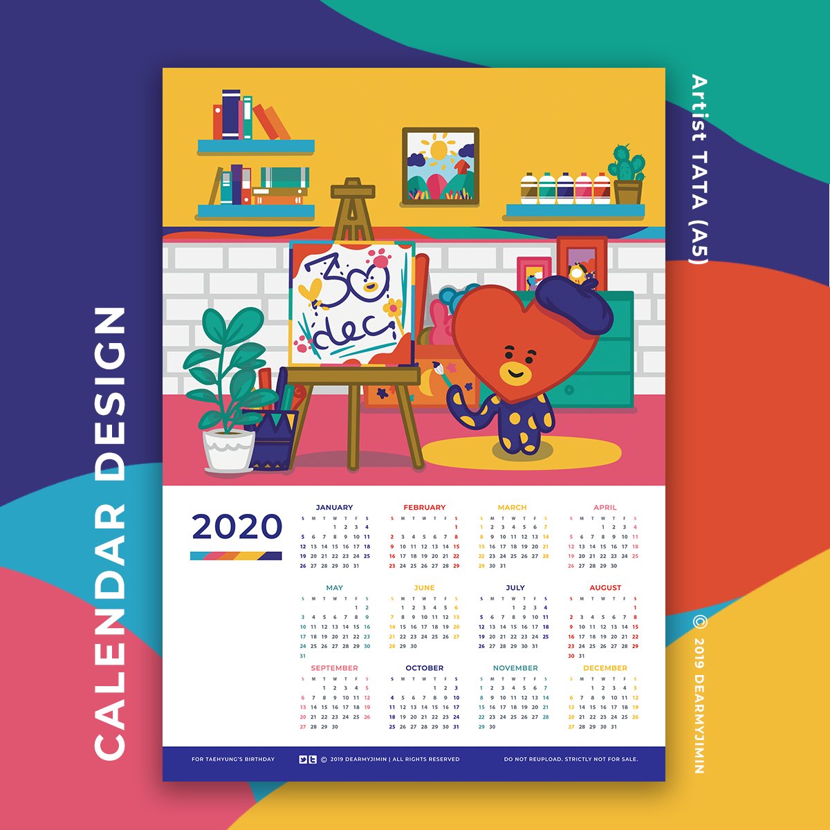 dearmyjimin's tweet photo. [PLS RT]

Artist TATA 🖌️🎨
Taehyung's bday free FS [🇸🇬only]
🕐 28, 29 &amp; 31 Dec
📍Various Tae fancafe events (open tweet for my confirmed schedule)
🐯A5 2020 Calendar Sheet (FCFS)
💜Sample reveals at #dmjfssamples

See you!🐯 https://t.co/b7IgT8u1RS