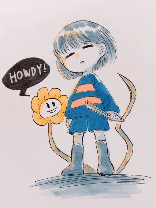 #Undertale #UNDERTALE 
フラウィの相棒感好き…。
泣いてるキャラちゃん()も好き…。 