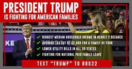 TrumpWarRoom's tweet image. President Trump is keeping his promise to fight for American families! 

#PromisesMadePromisesKept