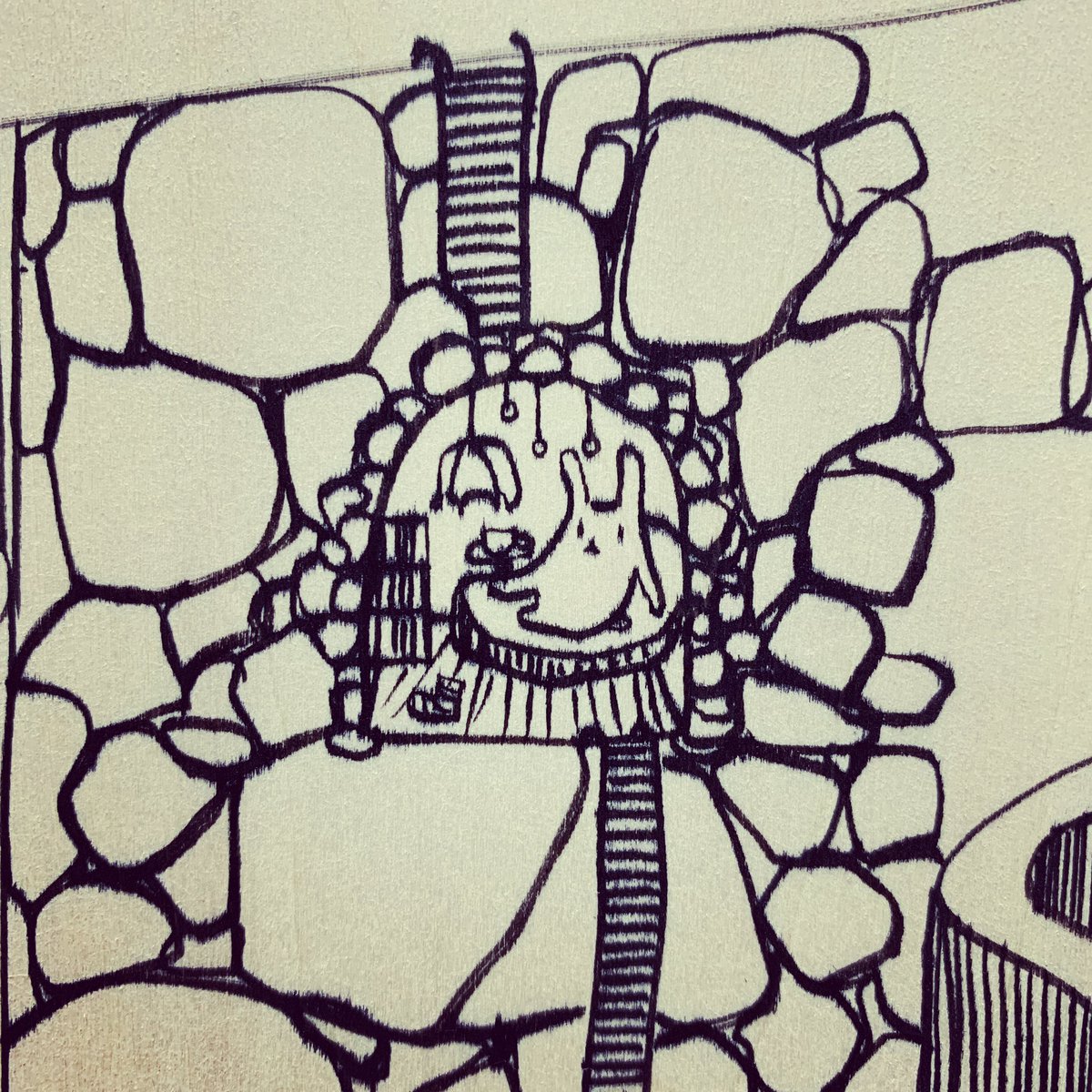 福螺子 ふくねじ らくがきイラスト描 想像する ここからの景色 住処 断崖 ウサギ モノクロ まどろ絵 福螺子 らくがき 絵 ゆるい イラスト 1日1画 1日1描 線画 描く 手描き アナログイラスト 作品 筆ペン ペン画